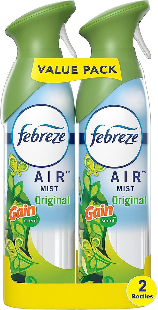 Febreze Air Mist Air Freshener Spray, Odor-Fighting Room Spray, Air Fresheners for Home and Bathroom and Kitchen, Aerosol Can, Gain Original Scent