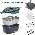 Electric Lunch Box Food Heater, 80W Portable Warmer for Car Truck Work with 304 Stainless Steel Container, 12V/24V/110V Green Heated Lunch Box