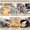 Umite Chef Kitchen Cooking Utensils Set, 33 pcs Non-Stick Silicone Cooking Kitchen Utensils Spatula Set with Holder, Wooden Handle Silicone Kitchen