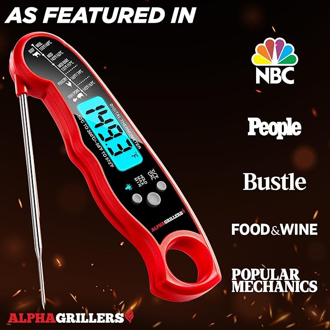 Alpha Grillers Meat Thermometer Digital - Instant Read Food Thermometer for Cooking and Grilling Gifts for Men Valentines Day Gifts for Him Her Mom
