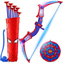 Spider Toys for Boys Age 3-4 4-6 6-8 8-12, Kids Toy BowArrow Shooting Set with Red & Blue LED Lights, Spider Quiver & Web Target, 8 Suction Cup