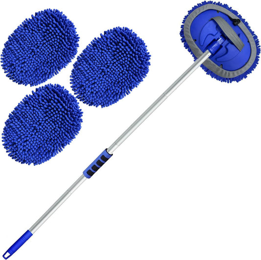 Wontolf 62'' Car Wash Brush Kit with Long Handle, Chenille Microfiber Car Wash Mop Mitt Scratch-Free Car Detailing Cleaning Brush Care Kit Car