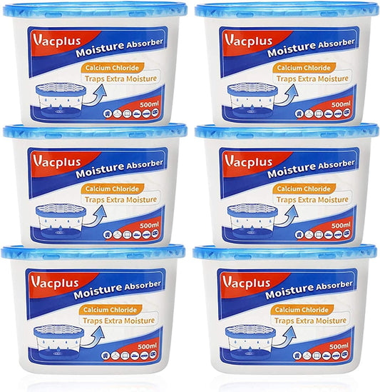 Vacplus Moisture Absorbers 6 Pack, 10.5 Oz Portable Humidity Absorber Boxes for Your Bathroom, Closet & Car, Dehumidifier with Fragrance Free, Navy