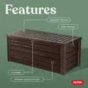 Keter Westwood 150 Gallon Deck Box Organizer, Doubles as 2-Person Bench Seat, Brown – Large Resin Outdoor Storage and Seating with Lockable Lid for