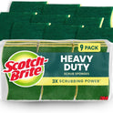 Scotch-Brite Heavy Duty Scrub Sponge, 9 Kitchen Sponges Designed for Tough Messes in the Kitchen that Last 3X Longer*, Best for Cast Iron Skillets