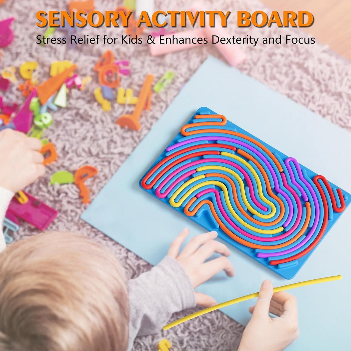Sensory Fidget Toys for Kids Toddler Boys ,Sensory Activity Board for Stress Anxiety Autistic ADHD, Calm Down Travel Airplane Essentials Toys for 3