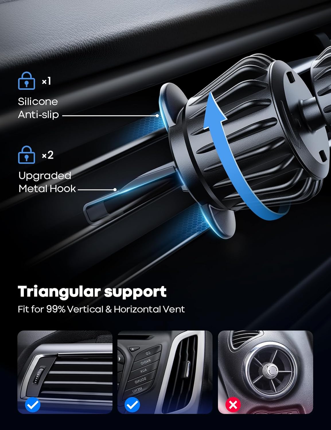 Lamicall for MagSafe Car Mount - [20 Super Magnets] Magnetic Car Phone Mount, Air Vent Phone Holder Car, Hands Free Cell Phone Holder Clip Car
