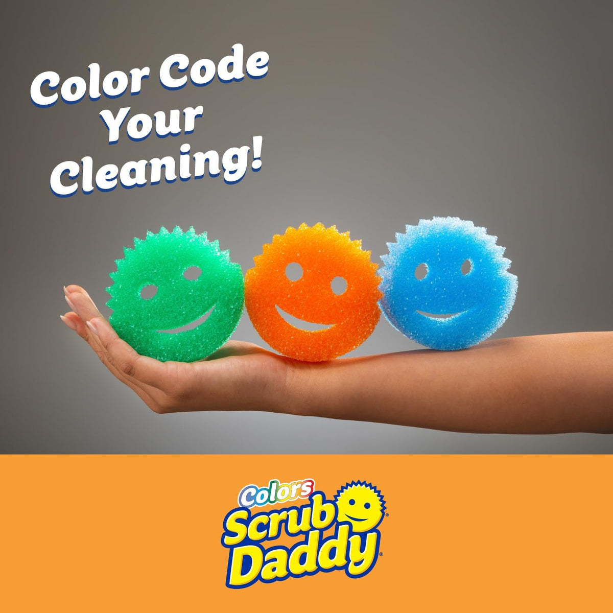 Scrub Daddy Color Sponges - Scratch-Free Multipurpose Dish Sponges for Kitchen, Bathroom & Household Cleaning - Made with BPA-Free Polymer Foam (3