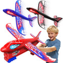 Cool Airplane Launcher Toy with Glowing Eyes & Web-Pattern Wings,2 Flight Modes Outdoor Games for Kids,Boys Toys Age 3-12,Birthday Gifts for 3 4 5 6