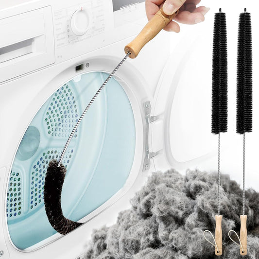 Holikme Dryer Vent Cleaner Kit 2 Pack - Household Cleaning Supplies 304 Stainless Steel Dryer Lint Brush Home Essentials for Lint Trap Dust Vacuum