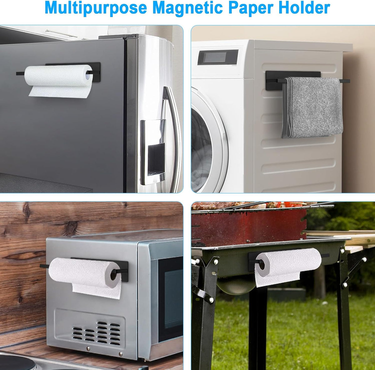 Paper Towel Holder, Magnetic Paper Towel Holder for Fridge, Toilet Paper Roll Holder Magnet Towel Rack Wall Mount Fridge Organizer for Paper Towels