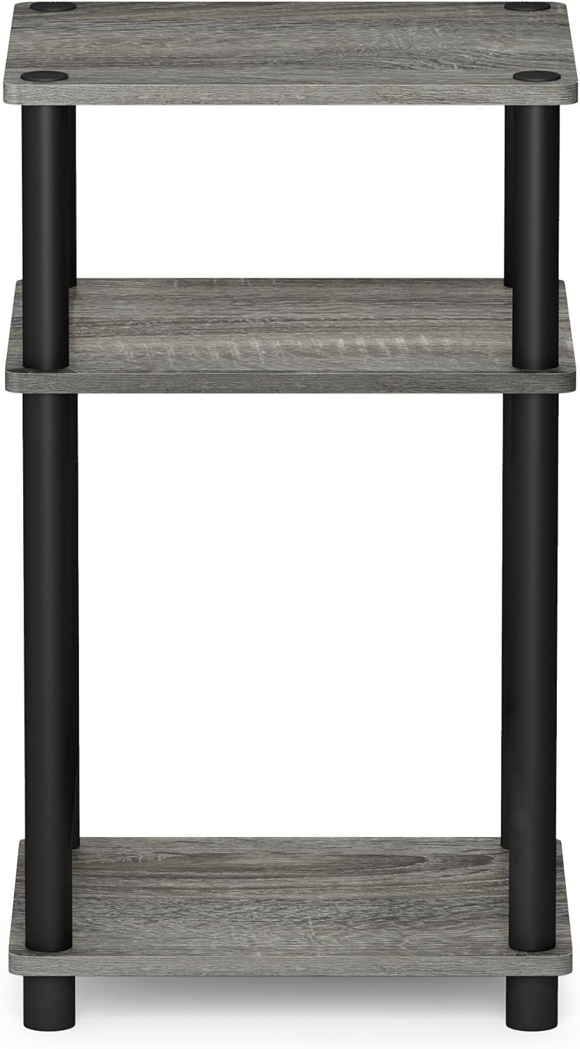 Furinno JUST Side Table, 3-Tier End Table, Open Shelves Night Stand, Bedside Table, Toolless Assembly, for Living Room, Bedroom, Bathroom, French Oak