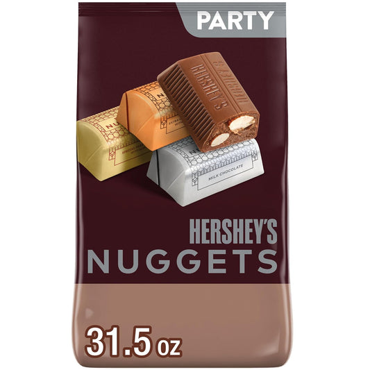 HERSHEY'S NUGGETS Assorted Chocolate Candy Party Bag, Great Stocking Stuffer and Holiday Candy, 31.5 oz