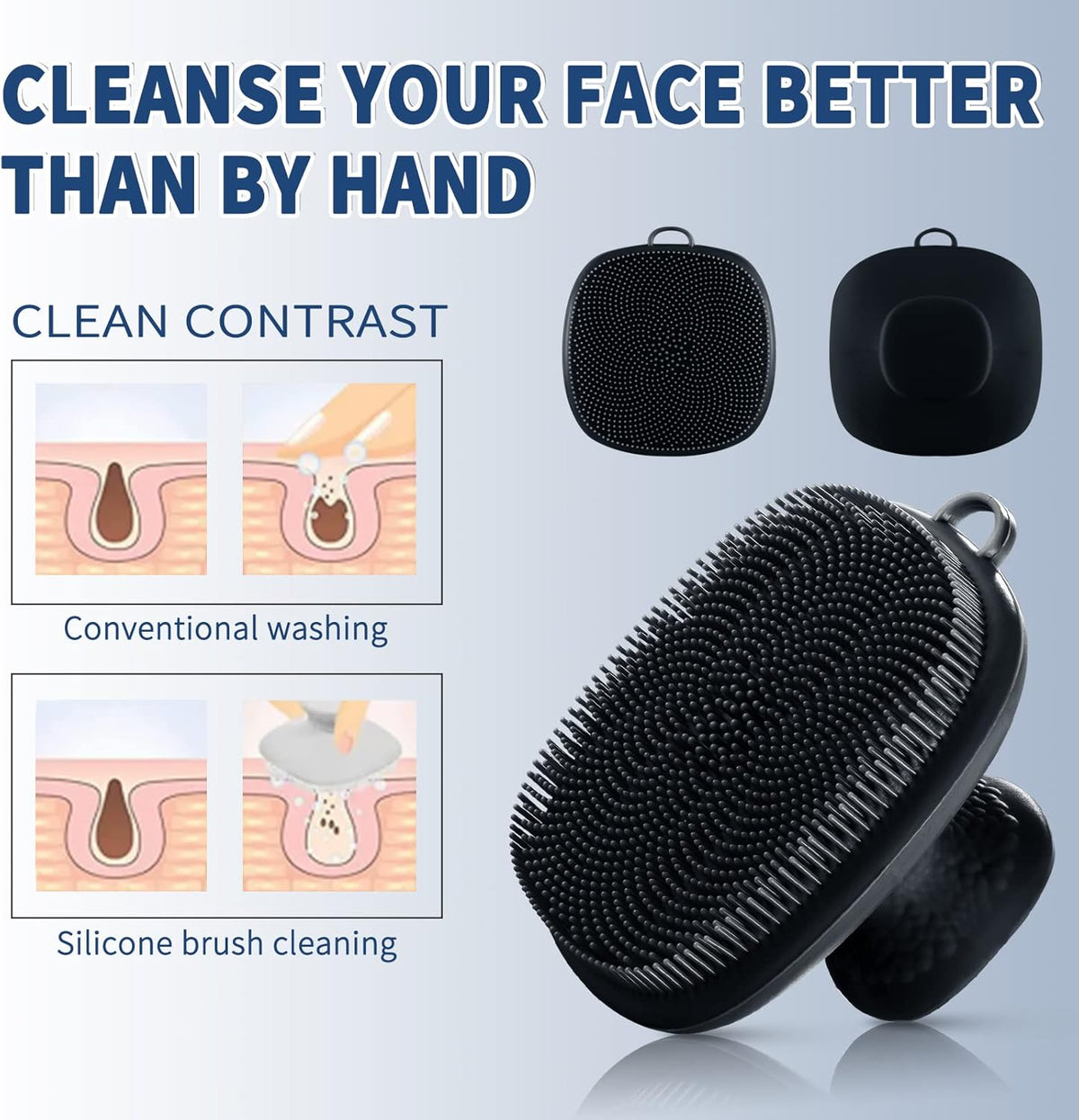 Face Scrubber, Silicone Face Scrubber for Men Facial Cleansing Brush Silicone Face Wash Brush Manual Waterproof Cleansing Skin Care Face Brushes for