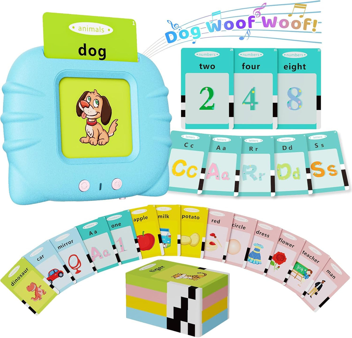 Toddler Toys Talking Flash Cards for 1 2 3 4 5 6 Year Old Boys and Girls, Autism Sensory Toys for Autistic Children, Learning Educational Montessori
