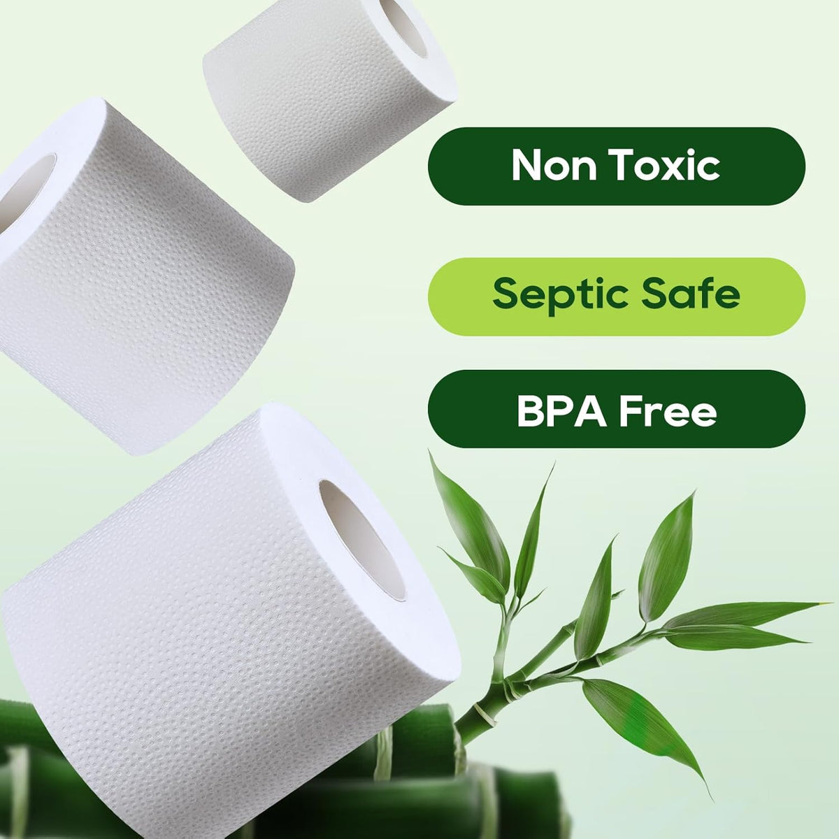 ECOLipak Bamboo Toilet Paper, Septic Safe Toilet Tissue, 24 Double Rolls, 320 Sheets Per Roll, Tree Free, Non Toxic, 2 Ply, Soft and Absorbent, Eco