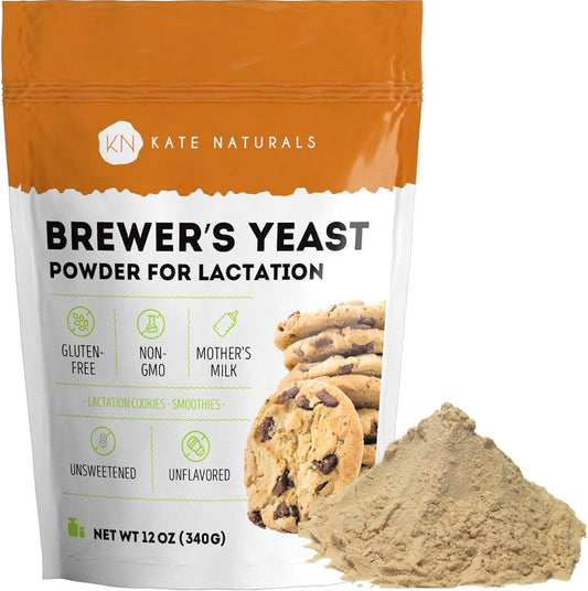 Kate Naturals Brewers Yeast Powder for Lactation Support & Nursing Moms. Debittered Brewer's Yeast for Lactation Cookies & Lactation Supplement