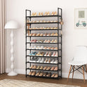 10-Tier Shoe Rack for Closet & Entryway – 50 Pair Large Capacity Shoe Organizer with Hooks & Anti-Fall Rails – Metal Frame Storage Shelf for Bedroom