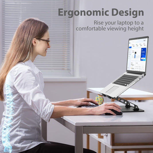 Adjustable Laptop Stand for Desk, Metal Foldable Laptop Riser Holder, Portable Desktop Book Stands, Ventilated Cooling Computer Notebook Stand