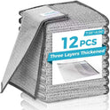 Forggon12 Pcs New Upgrade 3-Layer Metal Dish Cloth, No Scratches and No Odor, Multipurpose Wire Dishwashing Rag for Wet and Dry, Kitchen Cleaning