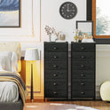 Furnulem Tall Dresser with 6 Drawers,Vertical Bedside End Table & Chest for Bedroom,Black Storage Tower Dorm Nightstand with Fabric Drawer Organizer