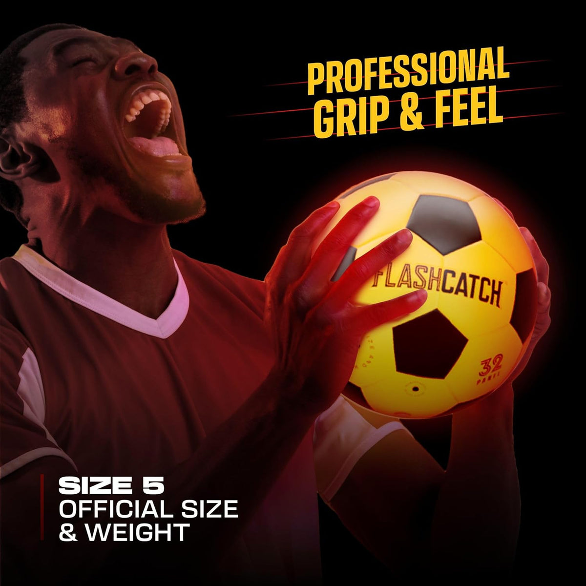 Light Up Soccer Ball - Glow in The Dark - NO 5 - Sports Gear Gifts for Boys & Girls 8-15+ Year Old - Kids, Teens Gift Birthday Ideas - Cool Boy Toys