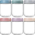 NETANY 6-pack 16 oz Overnight Oats Containers with Lids, Glass jars with Airtight Lids, Wide mouth Mason Salad jars, Glass Food Storage Containers