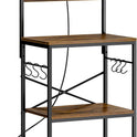 SUPERJARE Kitchen Bakers Rack with Power Outlet, Coffee Bar Table 4 Tiers, Kitchen Microwave Stand with 6 S-shaped Hooks, Storage Shelf Rack for