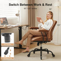YFO Home Office Desk Chair Office Rubber Casters Ergonomic Computer Chair with Lumbar Support Adjustable Height Rolling Swivel Executive Task