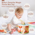 hahaland Baby Tissue Box Toy - Baby Toys 6-12 Months Stocking Stuffers for Babies Montessori Toys for 6 Month Old Must Haves - Boy Girl Shower Gifts