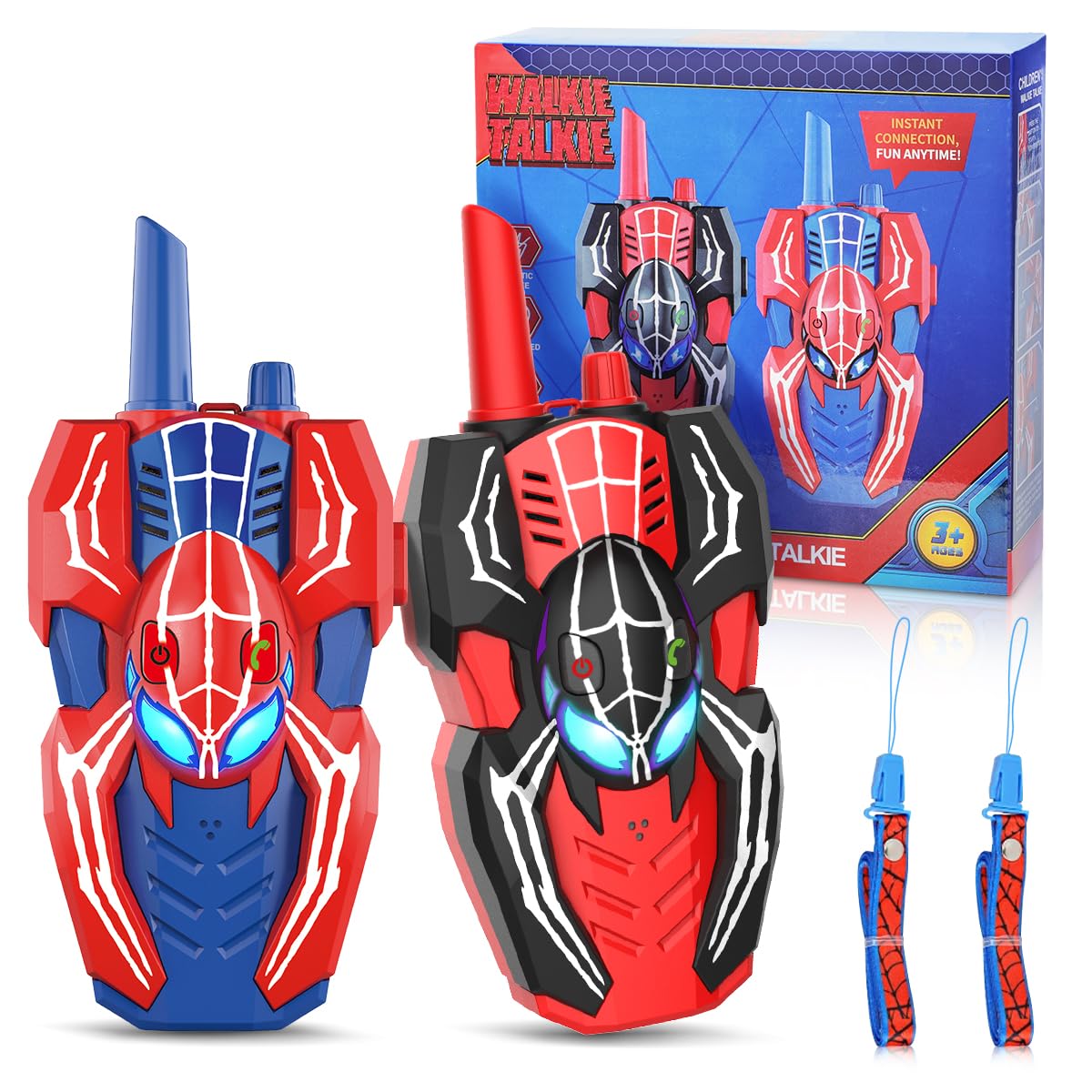 Spider Hero Walkie Talkies for Kids – 2 Pack Indoor & Outdoor Toys for Boys Ages 3-8, Birthday Gift for Children, Fun Two-Way Radios for Playtime