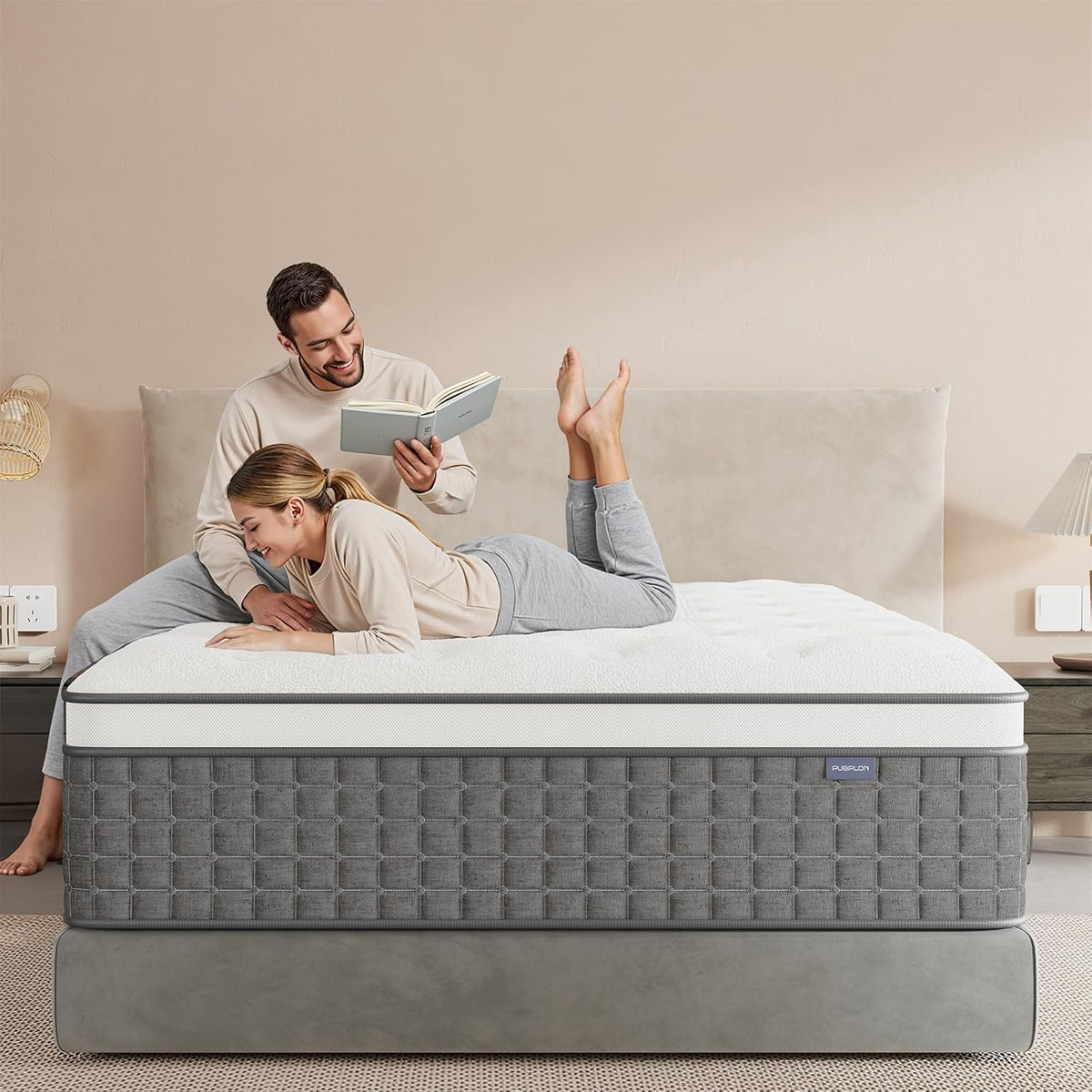 Mattress King Size, Medium Firm 14 Inch Mattresses with Extra Lumbar & Shoulder Support, Hybrid Mattress King with Gel Memory Foam Pain Relief