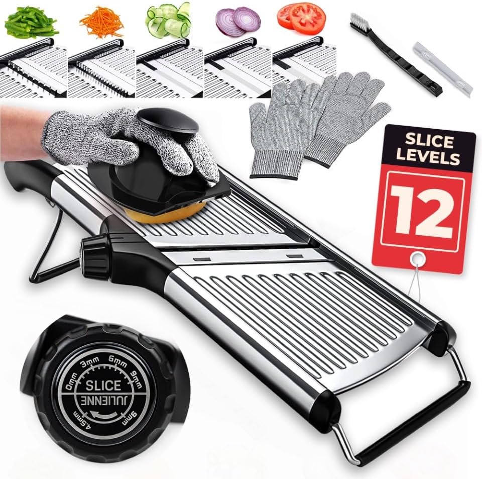 Gramercy Adjustable Mandoline Food Slicer, Mandoline Slicer for Kitchen, Mandolin, Potato, Tomato, Carrot, Vegetable, Fruit and Onion Cutter