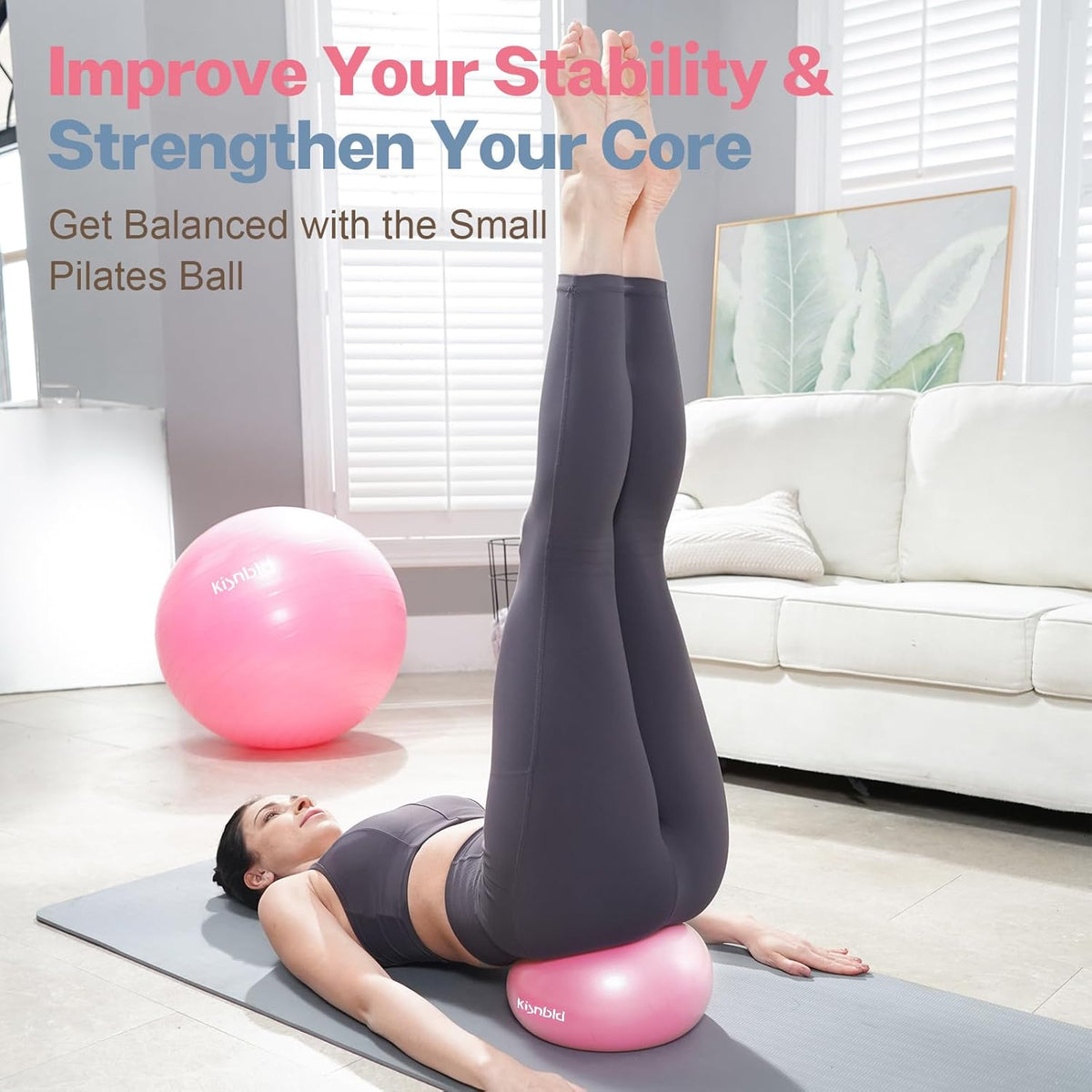 Small Exercise Ball, 9 Inch Mini Pilates Ball, Anti Burst and Slip Resistant Mini Yoga Ball for Stability, Fitness, Physical Therapy, Stretching