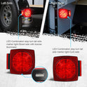 Partsam 12V Submersible Square Led Trailer Light,Red White LED Stop Turn Tail License Brake Running Light Lamp for Trailers Under 80" Boat Trailer