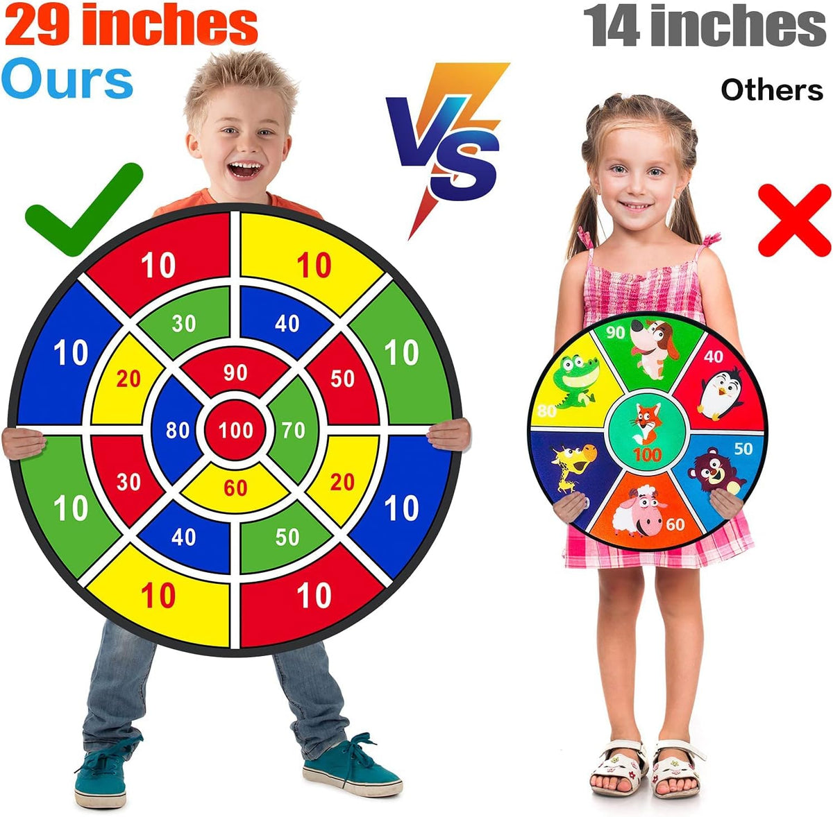 BooTaa 29" Large Dart Board for Kids, Kids Dart Board with Sticky Balls, Boys Toys, Indoor/Sport Outdoor Fun Party Play Game Toys, Birthday Gifts for