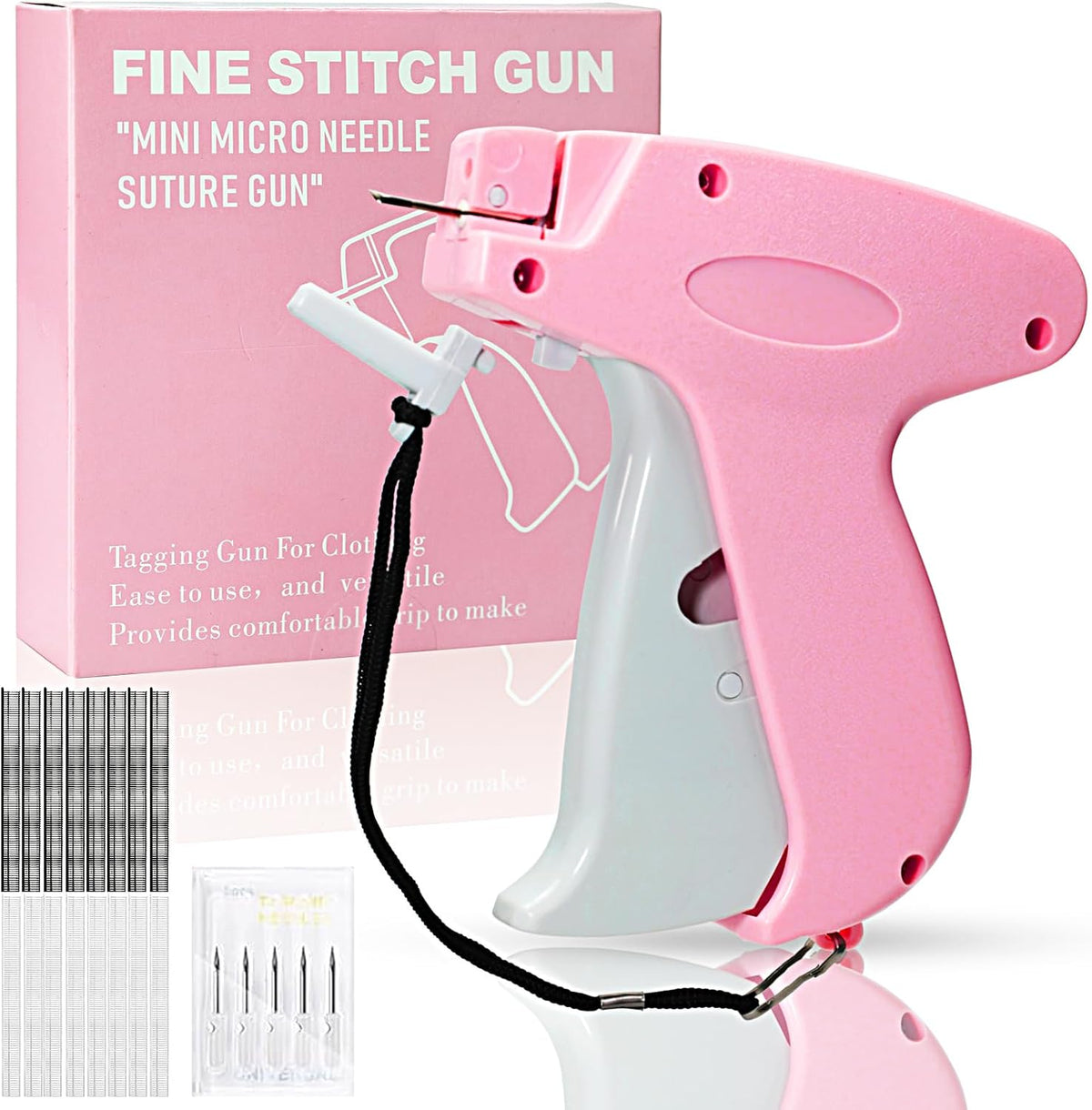 Stitch Gun for Clothes， Handheld Stitch Gun Quick Clothing Fixer，Sewing Kit Includes 1,000 Black Fasteners & 1,000 White Fasteners & 6