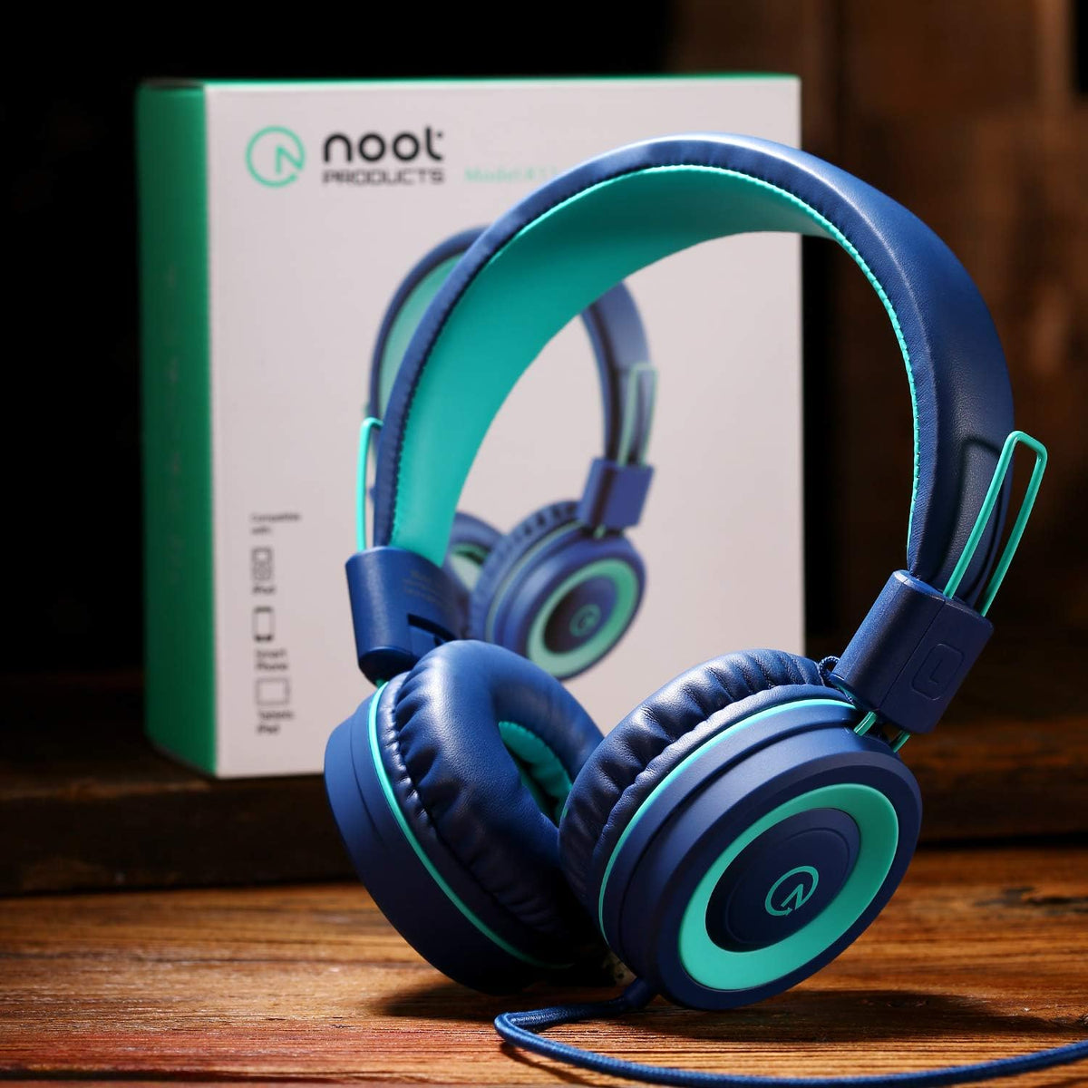 Kids Headphones - noot products K11 Foldable Stereo Tangle-Free 3.5mm Jack Wired Cord On-Ear Headset for