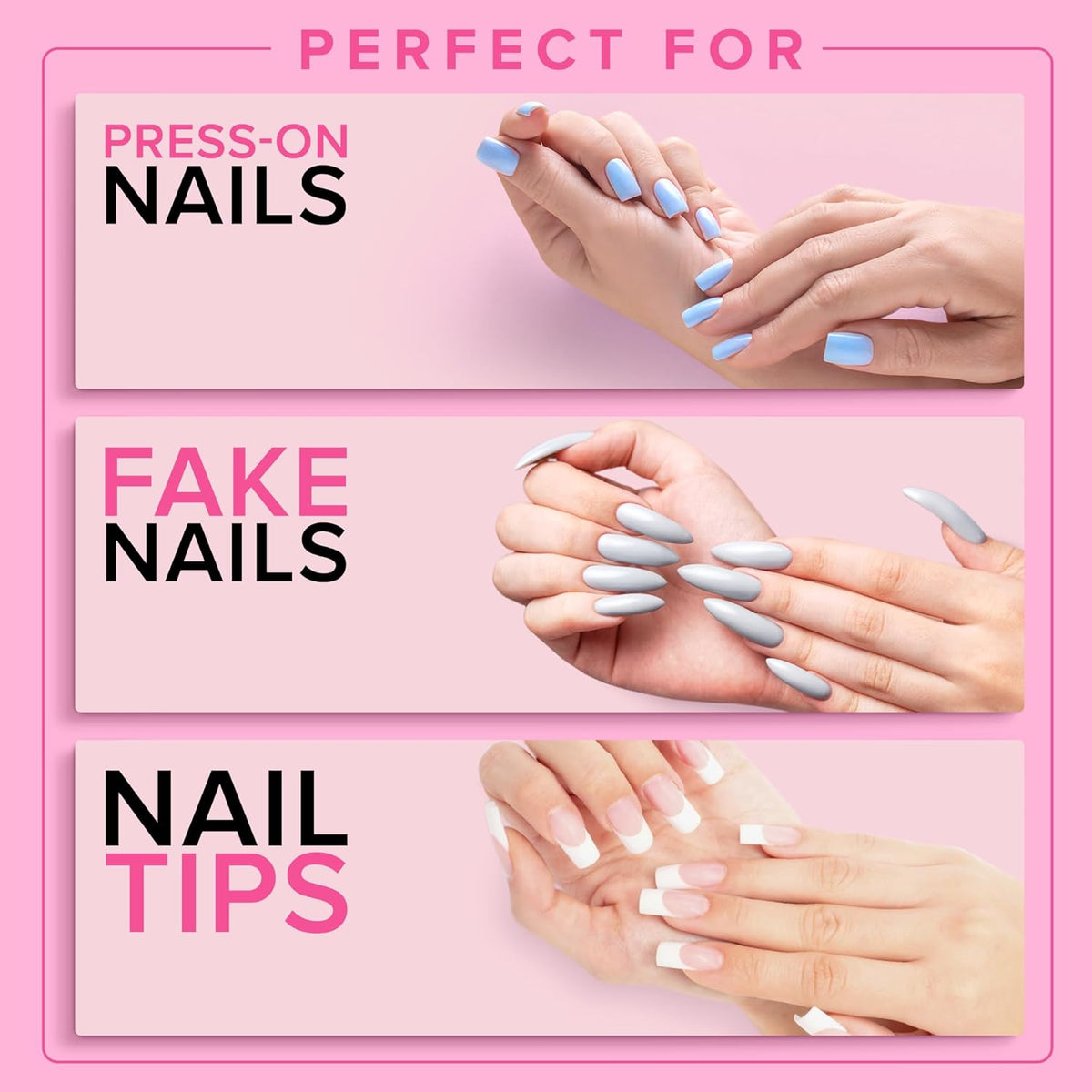 Super Strong Nail Glue for Press On Nails, Nail Tips & Acrylic Nails (8ml) NYK1 NailBond Brush On Glue for Press Ons, Tips & Acrylics - Long Lasting