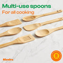Riveira Bamboo Cooking Spoons 6-Piece – Wooden Cooking Utensils Set with Wooden Spoons for Cooking & Spatulas Wooden Utensil Sets – Premium Kitchen