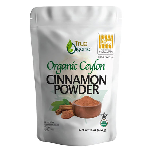 True Organic Pure Ceylon Cinnamon Powder, 1 lb, Premium Grade, Gluten Free, USDA & Kosher Certified, Organic Ground Cinnamon powder, Non-GMO, Ceylon