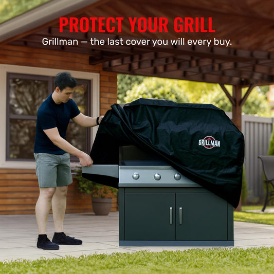 Grillman Grill Cover, BBQ Outdoor Grill Covers, Charcoal, Gas Grills, Waterproof, Rip-Proof, Weather-Resistant, Anti-UV, Barbecue Cover for Weber
