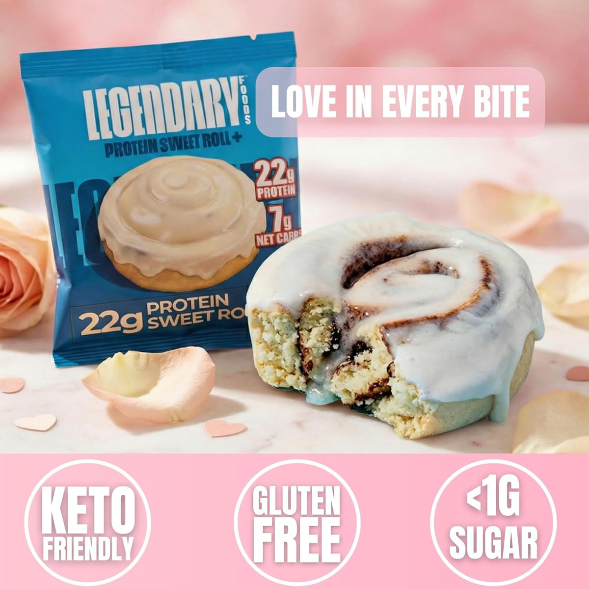 Legendary Foods Cinnamon Roll 22g Protein Bars – Gluten-Free, Low Carb Meal Option – Sweet Zero Sugar Snack, Keto-Friendly – 10-Pack High Protein