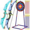 2 Pack Kids Bow and Arrow Set with LED Flash Lights, 14 Suction Cup Arrows and Fluorescence Standing Target-Perfect Indoor and Outdoor Game Archery