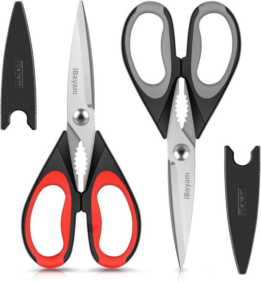 iBayam Kitchen Scissors All Purpose Heavy Duty, Kitchen Utensils Set, Stainless Steel Cooking Utensils Gadgets, Meat Poultry Food Shears Dishwasher