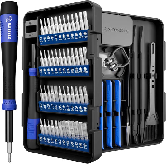 STREBITO Small Precision Screwdriver Set 64-piece with Torx, Triwing, Pentalobe, Electronics Repair Tool Kit for Computer, PC, Laptop, Macbook