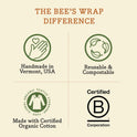 Bee's Wrap Beeswax Wraps for Food - Cut to Size 14x52" Wax Paper Roll - Made in USA Reusable Waxed Paper & Bowl Covers - Organic & Eco-Friendly