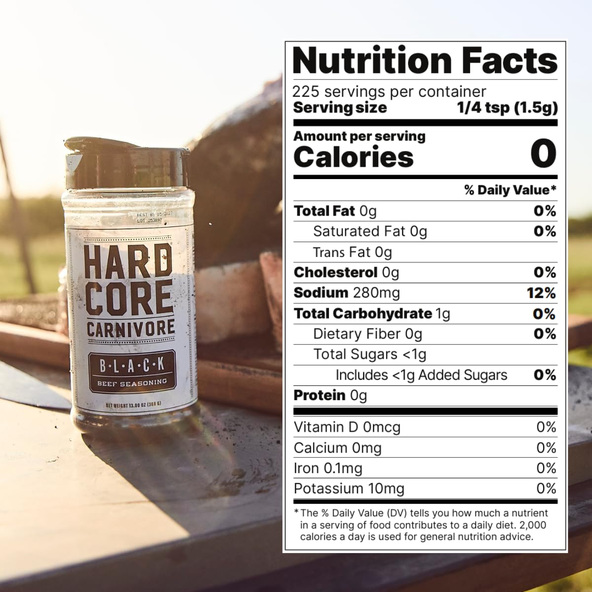 Hardcore Carnivore Black: Activated Charcoal Meat Seasoning Rub (13 oz Shaker) Texas-Made, Blend for Steak, Brisket, Burgers, BBQ, Grilling and