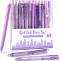 Four Candies Lavender Series Gel Pens, Black & Purple Ink Writing Pens with 0.5 mm Smooth Fine Point, School Office Stationery Supplies Desk