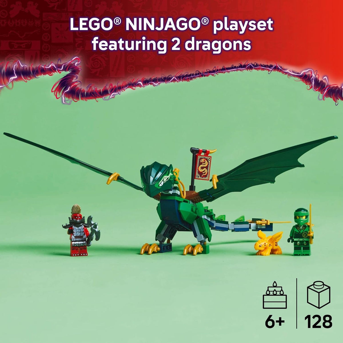 LEGO NINJAGO Lloyd's Green Forest Dragon Toy - Pretend Play Building Toy for Boys and Girls, Ages 6+ - Birthday Gift for Kids - Dragon Figurine with